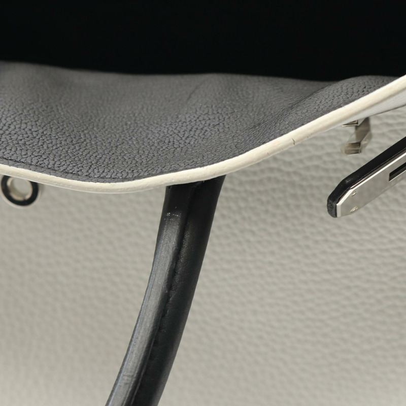 HERMES Birkin 30 手提包 Clemence 皮革 黑色 白色 二手 女款 D SHW-6