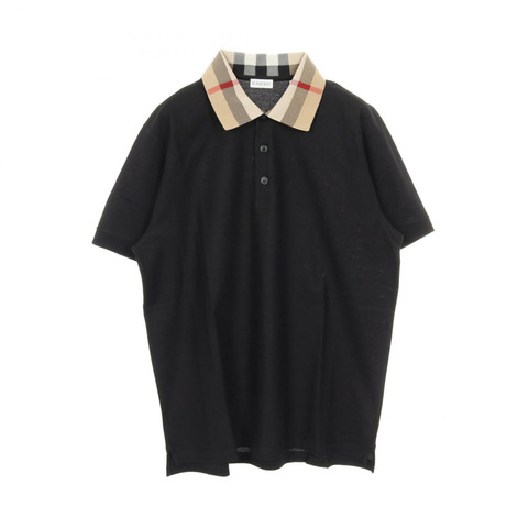 BURBERRY 立領格紋 Polo 衫 8071620XL 棉 黑色 棕色 #XL 全新男款