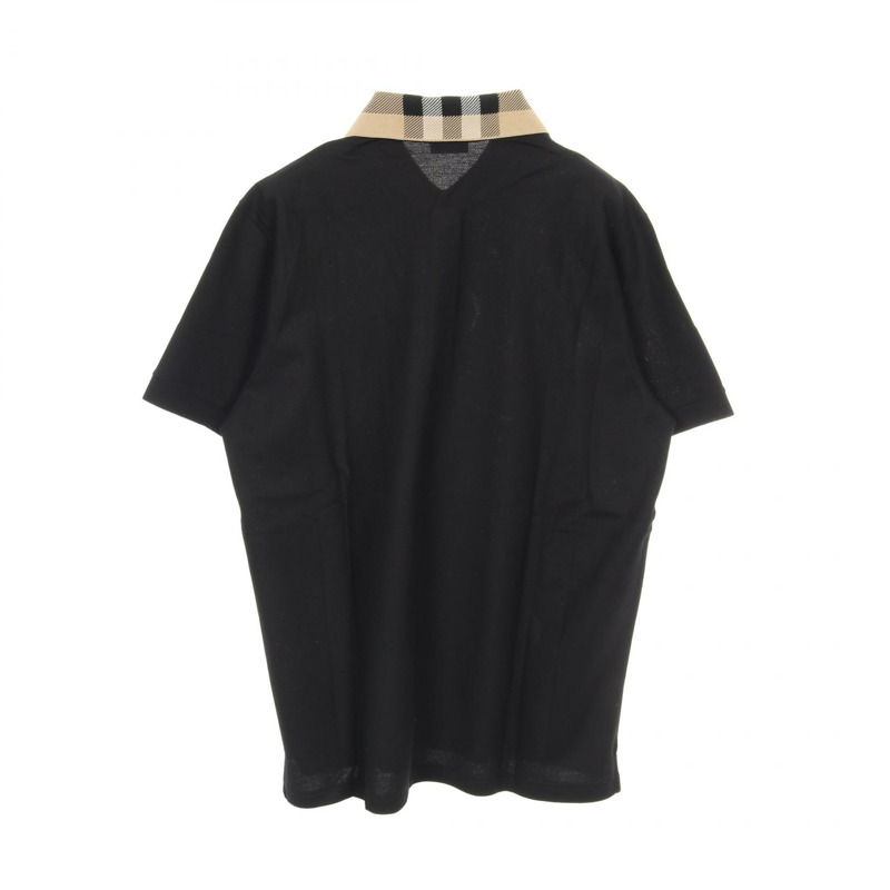 BURBERRY 立領格紋 Polo 衫 8071620XL 棉 黑色 棕色 #XL 全新男款-1
