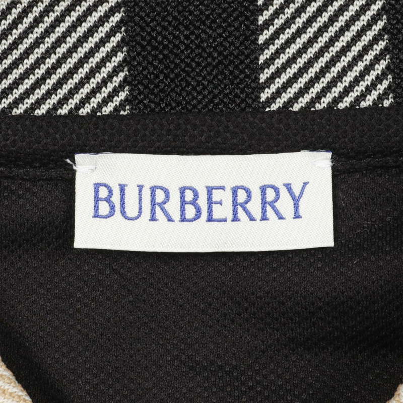 BURBERRY 立領格紋 Polo 衫 8071620XL 棉 黑色 棕色 #XL 全新男款-2