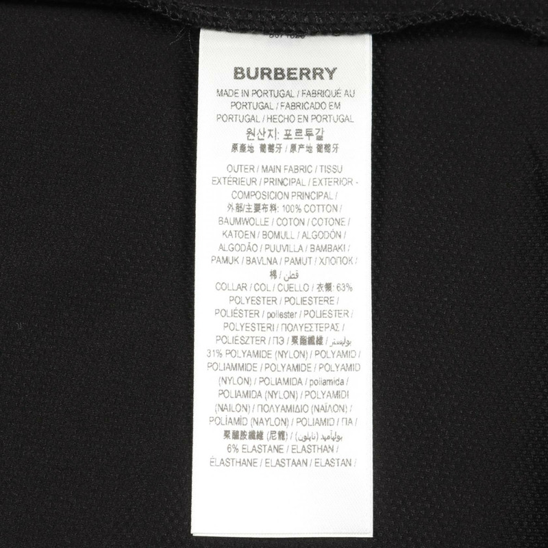 BURBERRY 立領格紋 Polo 衫 8071620XL 棉 黑色 棕色 #XL 全新男款-3