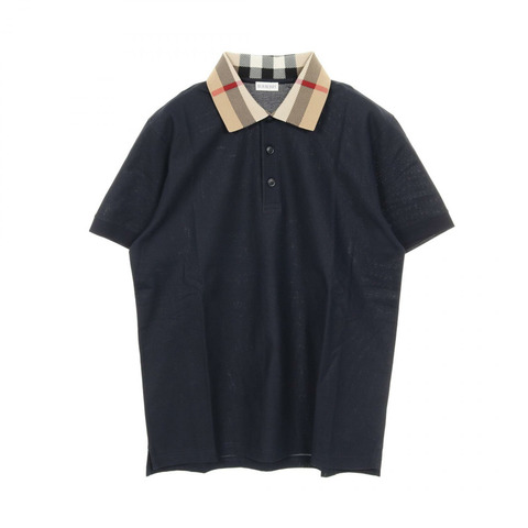 BURBERRY 立領格紋 Polo 衫 8072661L 棉質海軍藍棕色 #L 全新男款