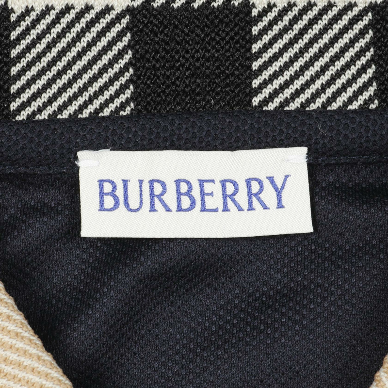 BURBERRY 立領格紋 Polo 衫 8072661L 棉質海軍藍棕色 #L 全新男款-2