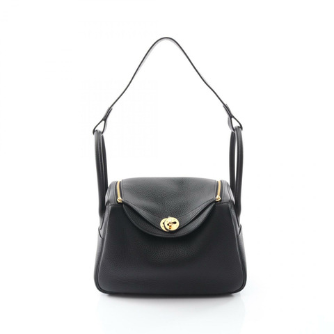 HERMES Lindy 26 單肩包 K Taurillon Clemence 黑色 女款 GHW