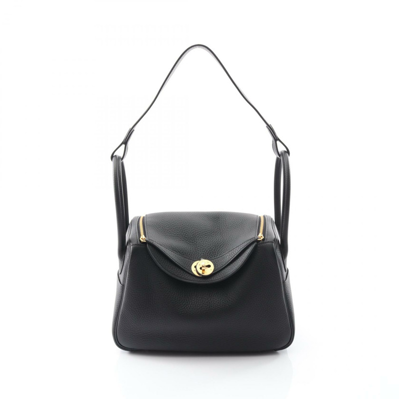 HERMES Lindy 26 單肩包 K Taurillon Clemence 黑色 女款 GHW-0