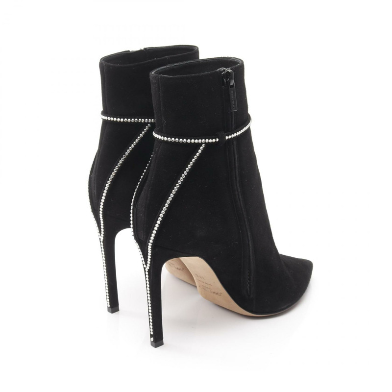 JIMMY CHOO 女款高跟絨面革靴子 黑色 38.5 號 二手-1