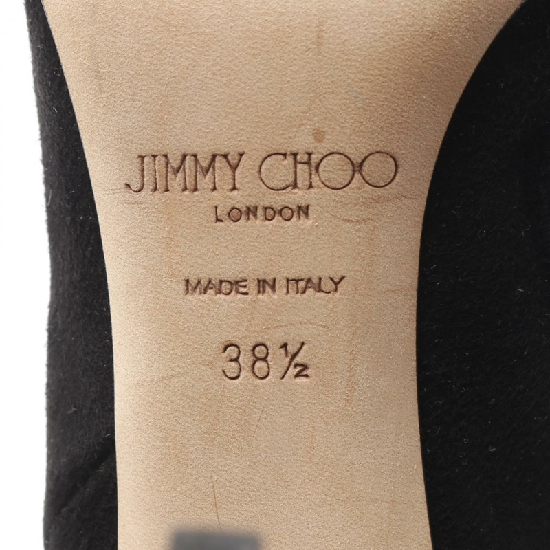 JIMMY CHOO 女款高跟絨面革靴子 黑色 38.5 號 二手-5