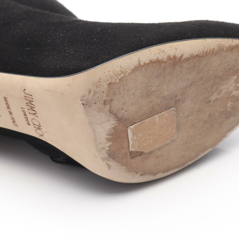 JIMMY CHOO 女款高跟絨面革靴子 黑色 38.5 號 二手-8