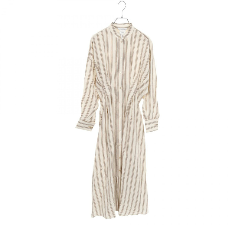 MAX MARA 條紋襯衫裙 2411221082 布料 米棕色 #36 二手女裝-0