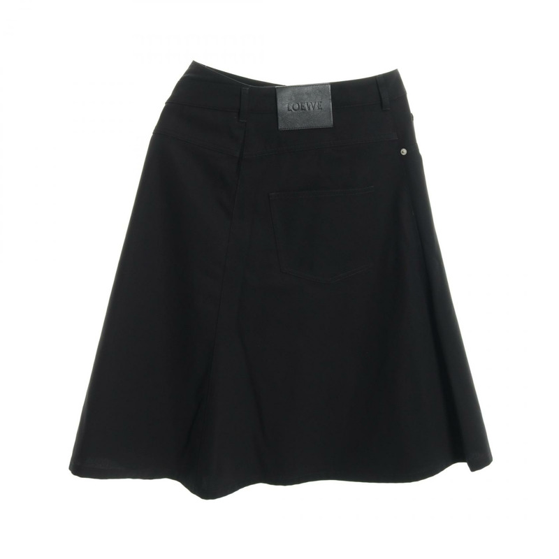 LOEWE A 字型牛仔短裙棉質黑色 34 號二手女款-1