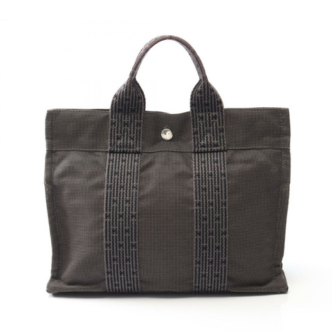 HERMES Herline PM 手提包 帆布 尼龍帆布 灰色 二手 女款 SHW