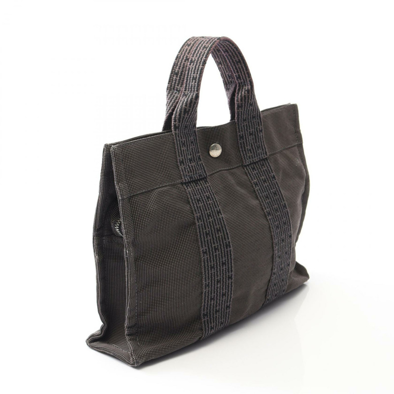HERMES Herline PM 手提包 帆布 尼龍帆布 灰色 二手 女款 SHW-1