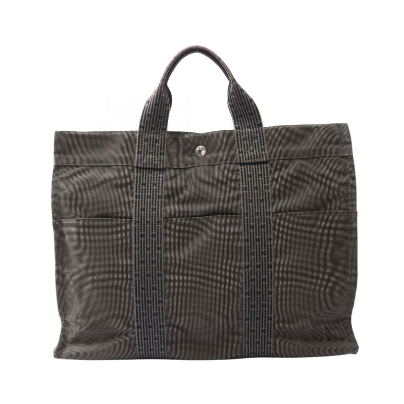 HERMES Herline MM 手提包 帆布 尼龍帆布 灰色 二手 SHW-0