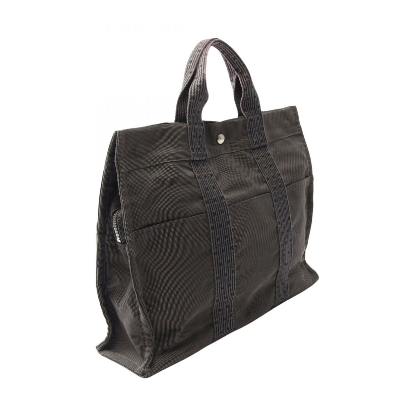 HERMES Herline MM 手提包 帆布 尼龍帆布 灰色 二手 SHW-1