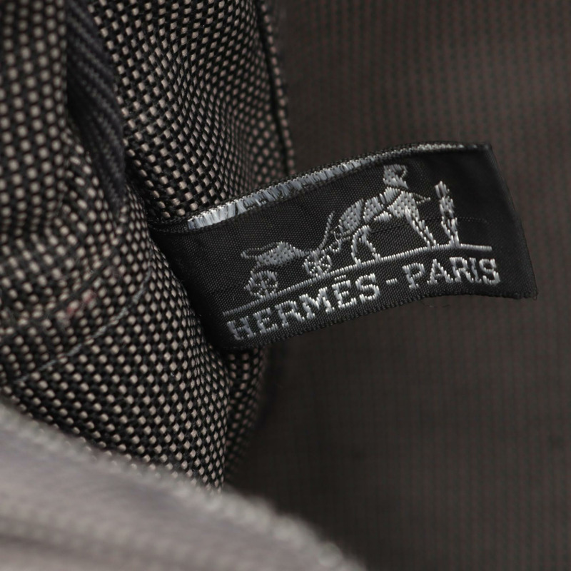 HERMES Herline MM 手提包 帆布 尼龍帆布 灰色 二手 SHW-3