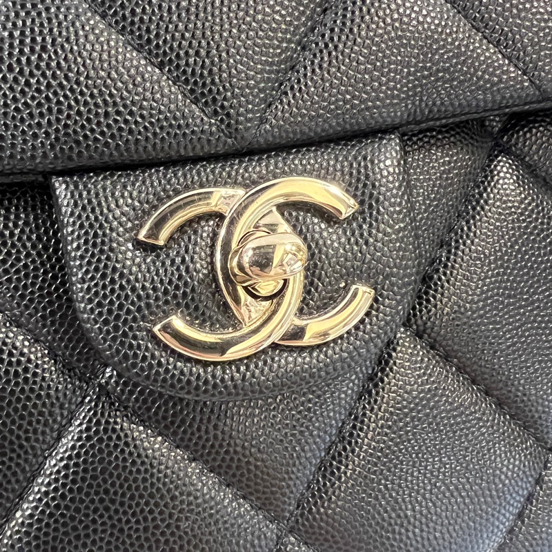 Chanel 黑荔枝皮金釦Kelly手提斜背包AS4711-1