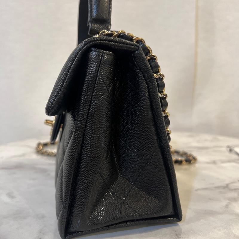 Chanel 黑荔枝皮金釦Kelly手提斜背包AS4711-4