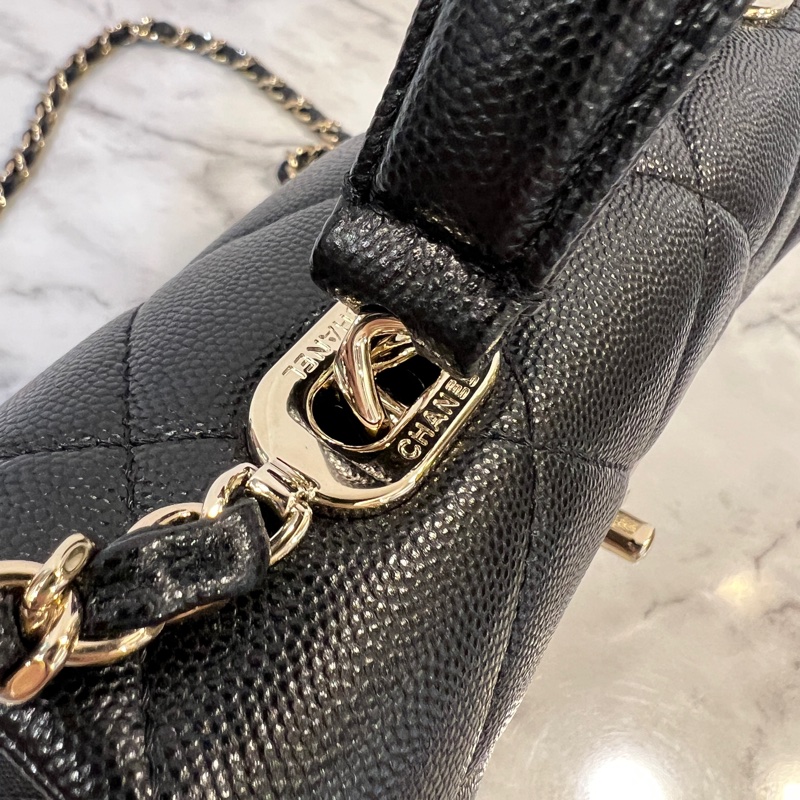 Chanel 黑荔枝皮金釦Kelly手提斜背包AS4711-5