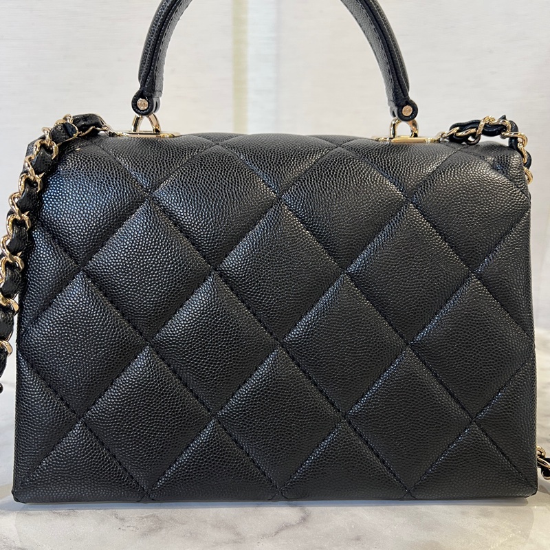 Chanel 黑荔枝皮金釦Kelly手提斜背包AS4711-6