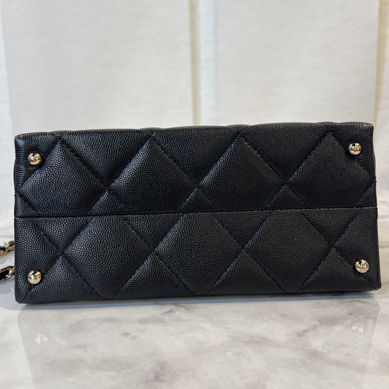 Chanel 黑荔枝皮金釦Kelly手提斜背包AS4711-7