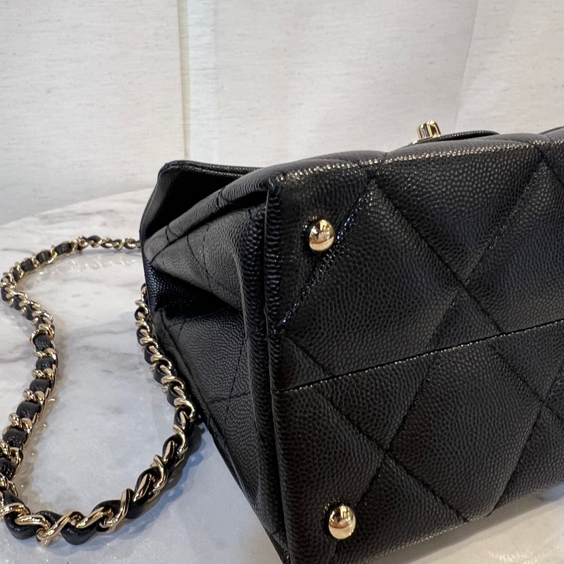 Chanel 黑荔枝皮金釦Kelly手提斜背包AS4711-8