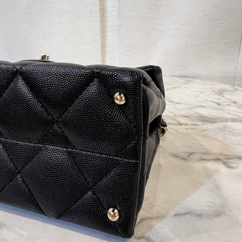 Chanel 黑荔枝皮金釦Kelly手提斜背包AS4711-9