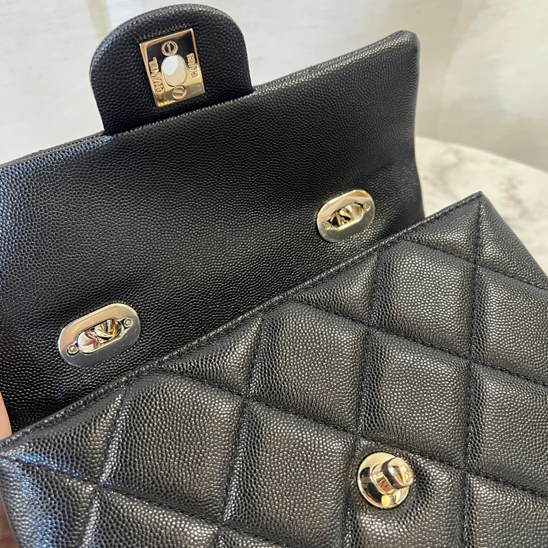 Chanel 黑荔枝皮金釦Kelly手提斜背包AS4711-10