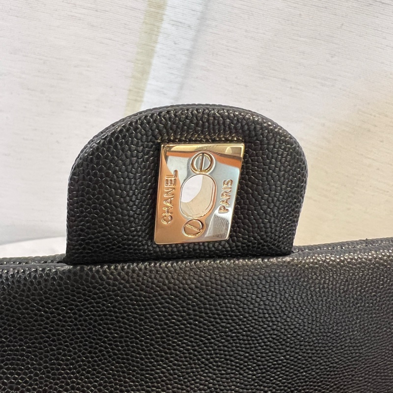 Chanel 黑荔枝皮金釦Kelly手提斜背包AS4711-13
