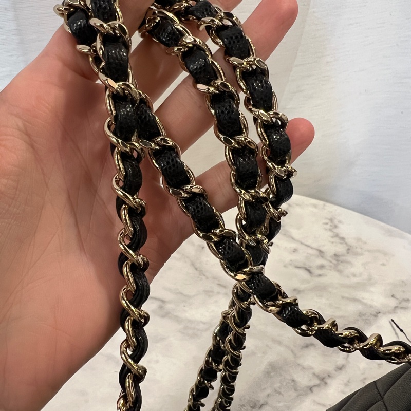 Chanel 黑荔枝皮金釦Kelly手提斜背包AS4711-14