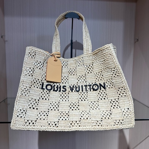 LOUIS VUITTON 路易威登拉菲草编织 托特包Tote包购物袋手提包