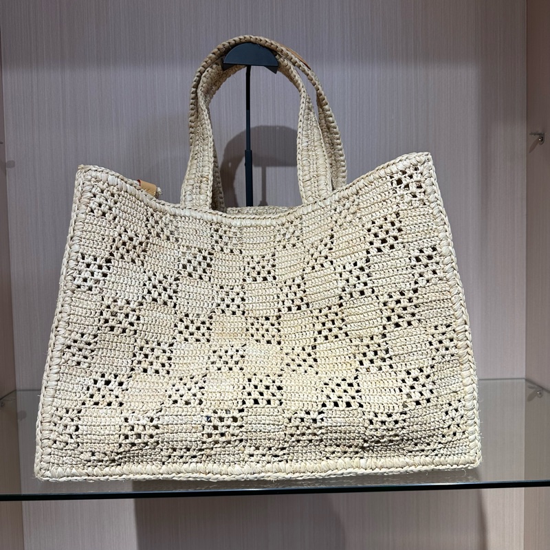 LOUIS VUITTON 路易威登拉菲草编织 托特包Tote包购物袋手提包-6
