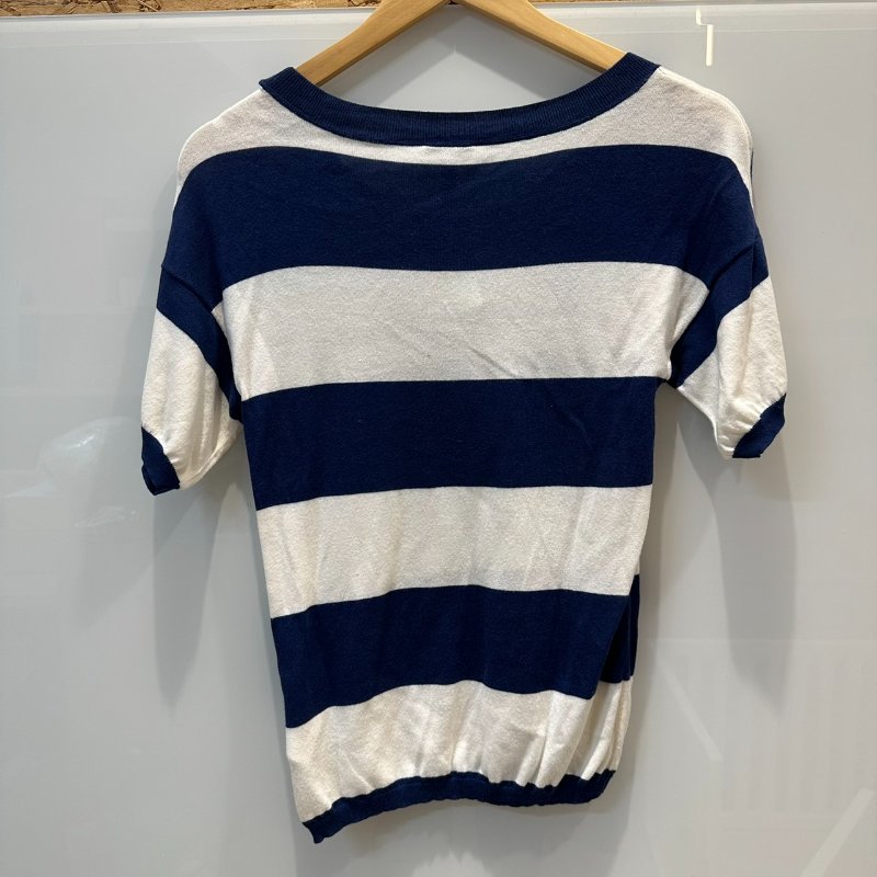【美收精品】ARMANI 藍白針織短袖 4-212【隔月月中將轉賣至日本 上架期限30天】-1