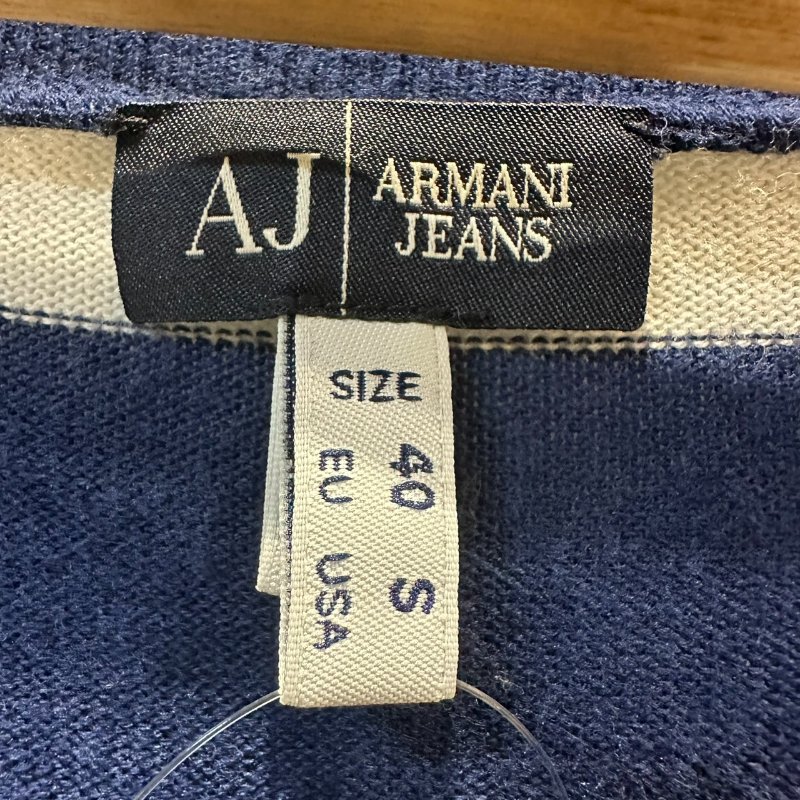 【美收精品】ARMANI 藍白針織短袖 4-212【隔月月中將轉賣至日本 上架期限30天】-2