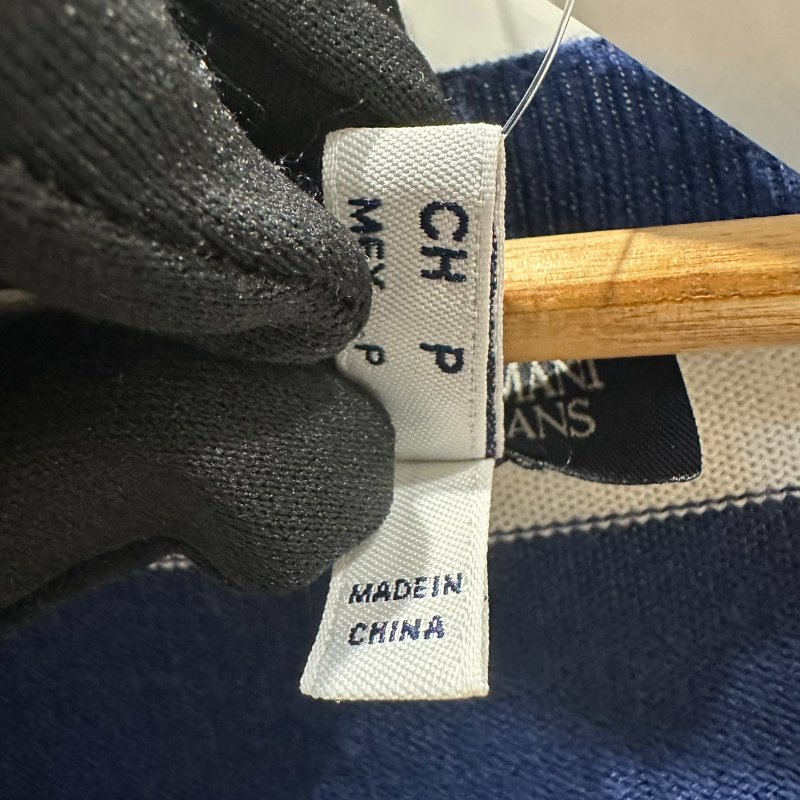 【美收精品】ARMANI 藍白針織短袖 4-212【隔月月中將轉賣至日本 上架期限30天】-3
