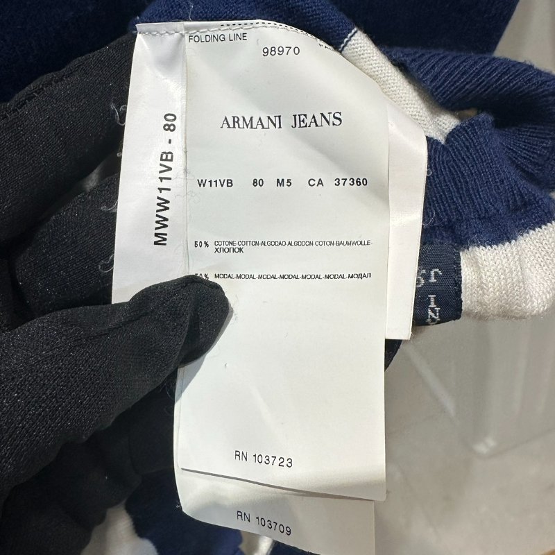 【美收精品】ARMANI 藍白針織短袖 4-212【隔月月中將轉賣至日本 上架期限30天】-8