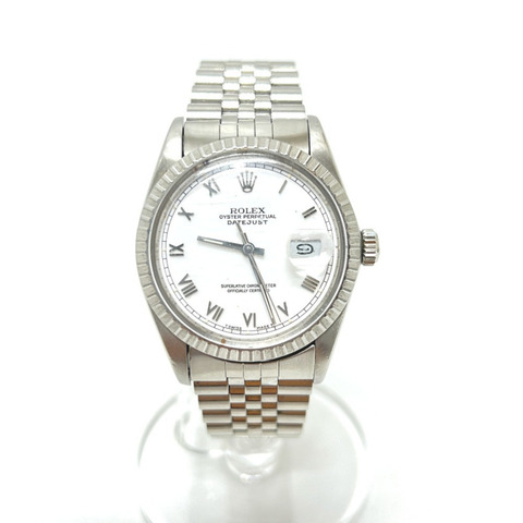 ROLEX Datejust 16030 自動手錶，不鏽鋼/白色，男士，銀色