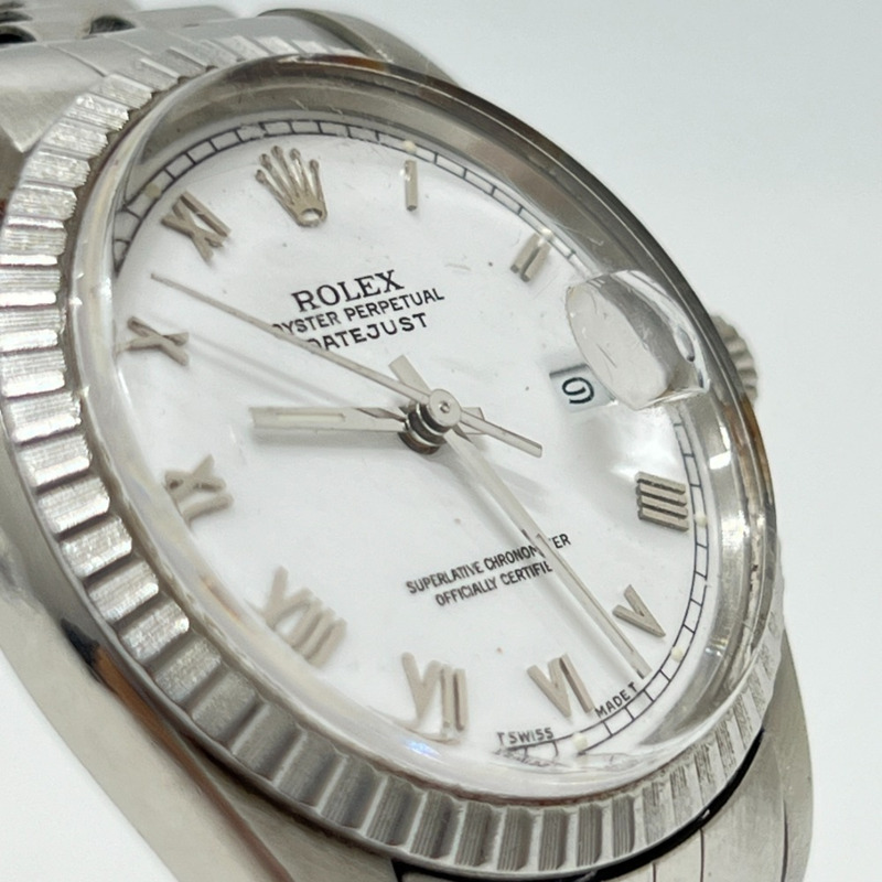 ROLEX Datejust 16030 自動手錶,不鏽鋼/白色,男士,銀色-1