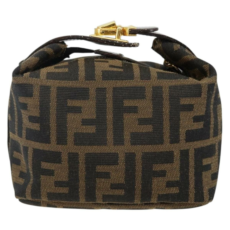 【日本直送】FENDI Zucca 帆布化妝包 黑色 棕金色 正品 144083-1