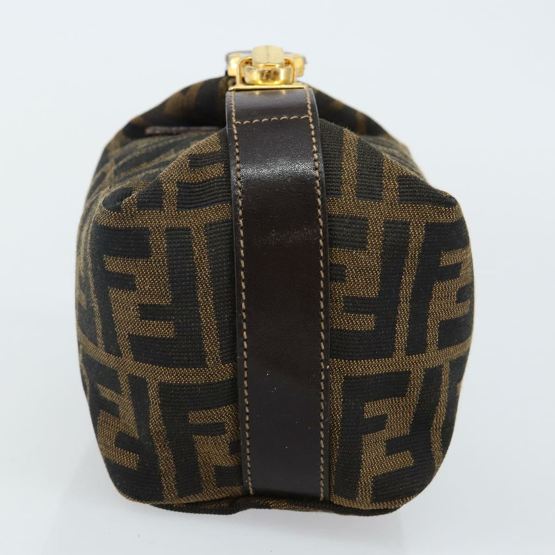 【日本直送】FENDI Zucca 帆布化妝包 黑色 棕金色 正品 144083-2