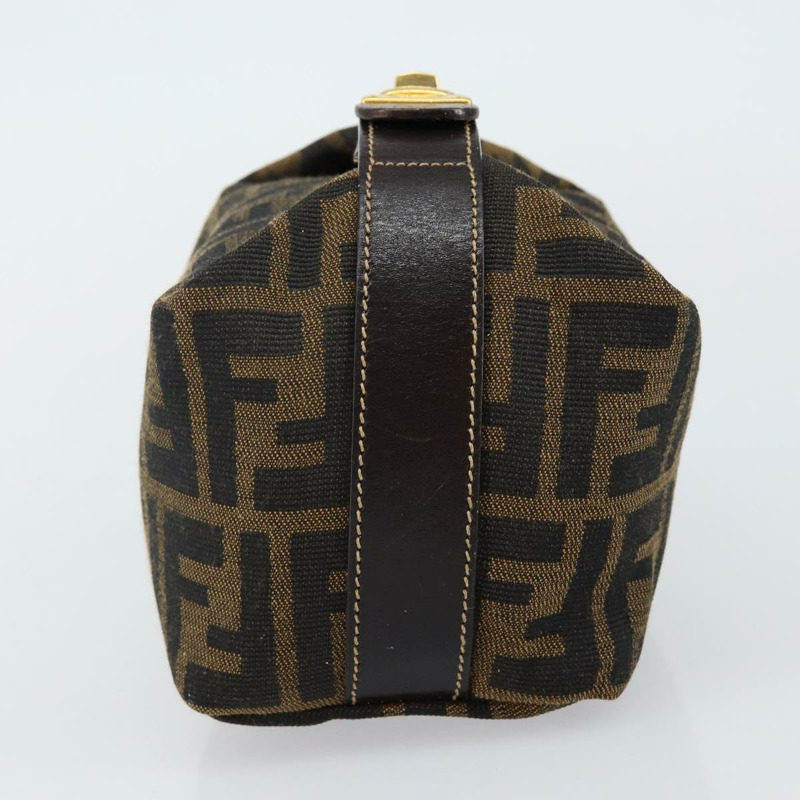 【日本直送】FENDI Zucca 帆布化妝包 黑色 棕金色 正品 144083-3