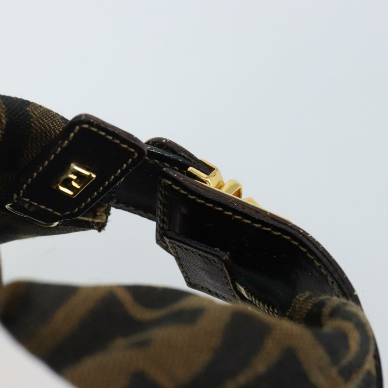 【日本直送】FENDI Zucca 帆布化妝包 黑色 棕金色 正品 144083-5