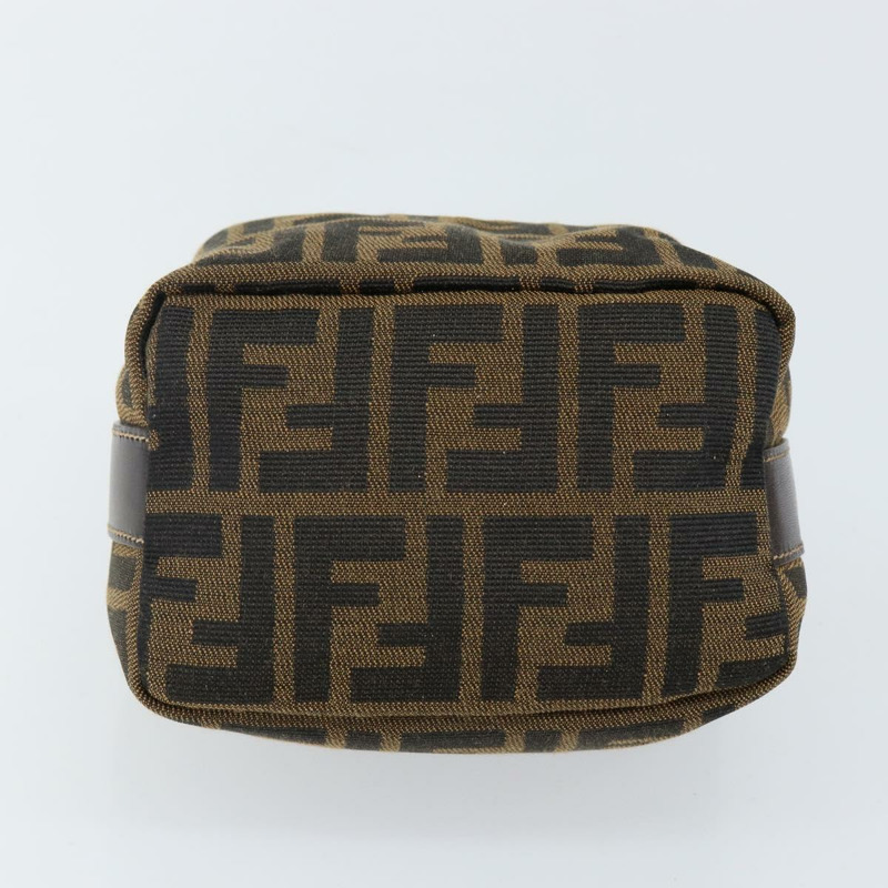 【日本直送】FENDI Zucca 帆布化妝包 黑色 棕金色 正品 144083-6