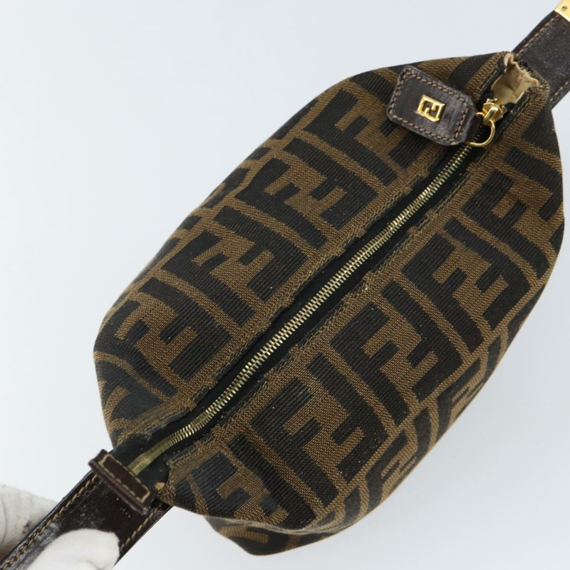 【日本直送】FENDI Zucca 帆布化妝包 黑色 棕金色 正品 144083-8