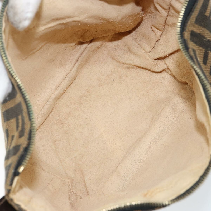【日本直送】FENDI Zucca 帆布化妝包 黑色 棕金色 正品 144083-10