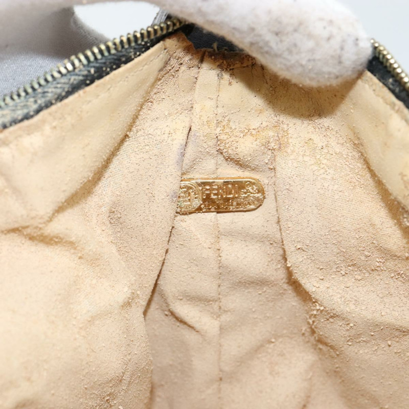 【日本直送】FENDI Zucca 帆布化妝包 黑色 棕金色 正品 144083-11
