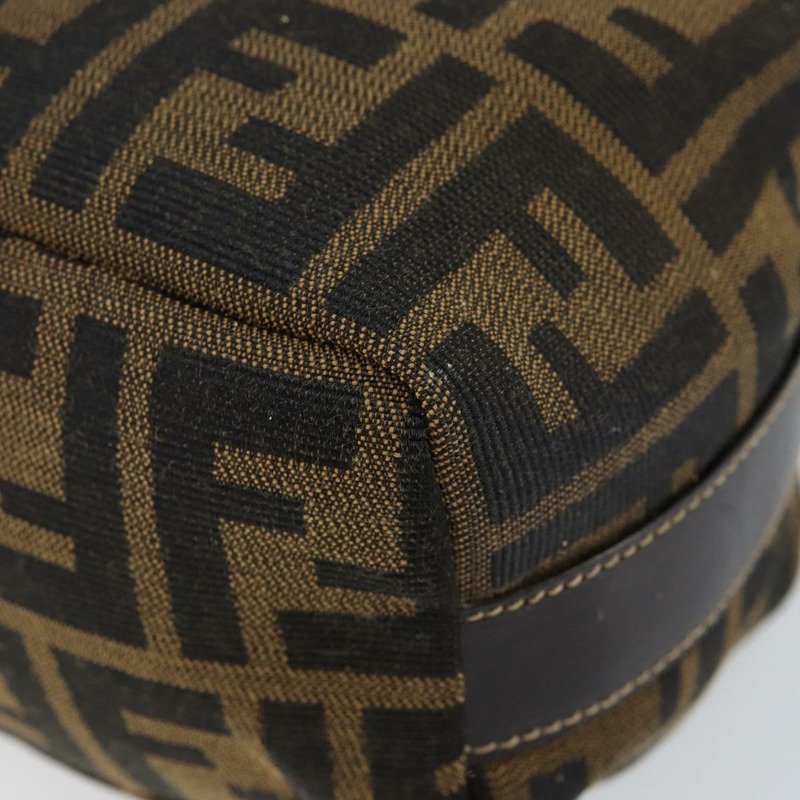 【日本直送】FENDI Zucca 帆布化妝包 黑色 棕金色 正品 144083-14