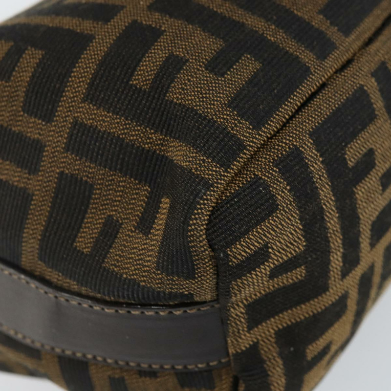 【日本直送】FENDI Zucca 帆布化妝包 黑色 棕金色 正品 144083-15