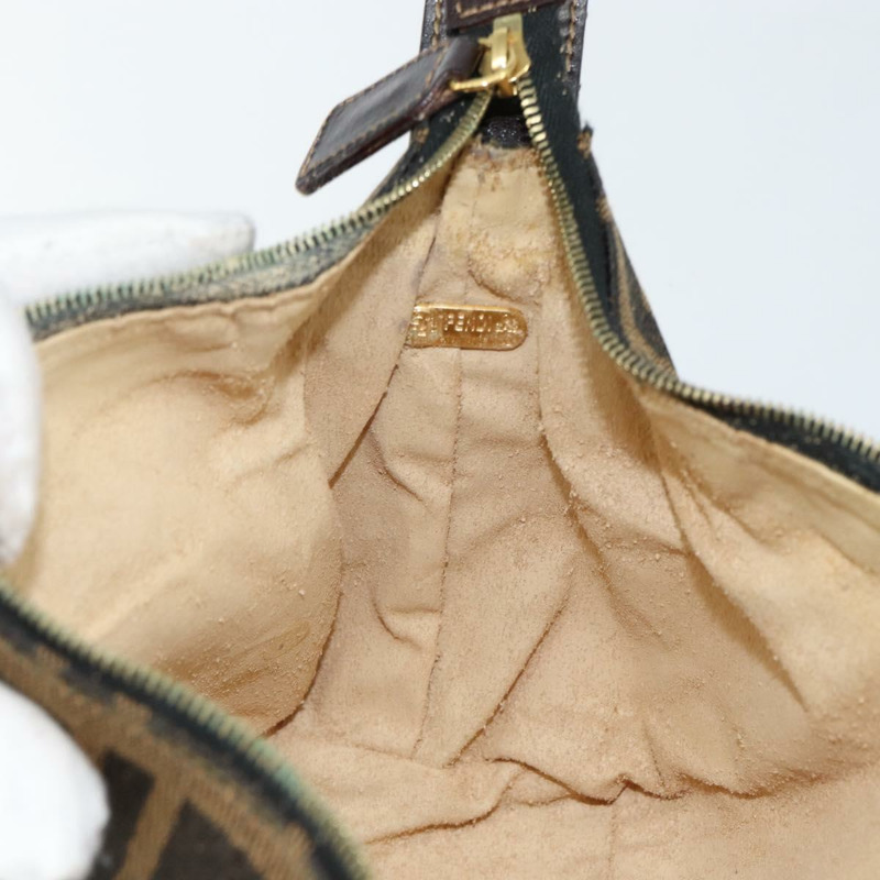 【日本直送】FENDI Zucca 帆布化妝包 黑色 棕金色 正品 144083-17