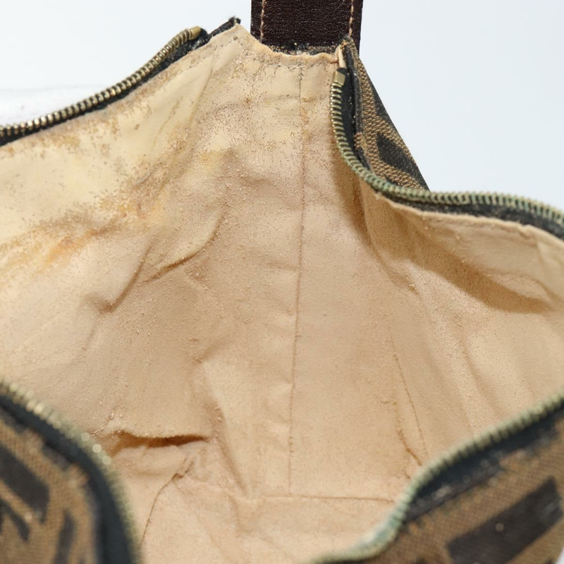 【日本直送】FENDI Zucca 帆布化妝包 黑色 棕金色 正品 144083-18