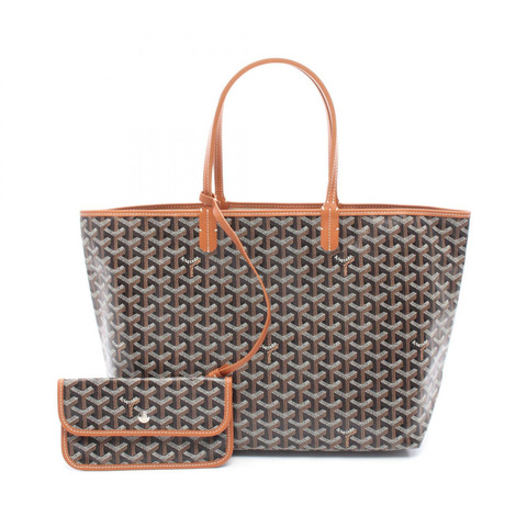 GOYARD Saint Louis PM 手提包 帆布 皮革 黑白 棕色 二手 女士